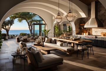 Modern Mediterranean Living Space with Ocean View
