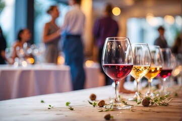 Obraz premium Wine glass in weeding table