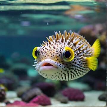Black eyes and Puffer fish variegated coloration