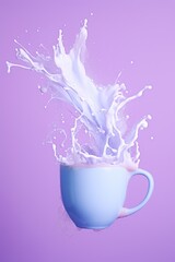 milk cream exploding around from cup