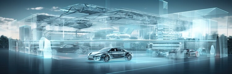 automotive transport industry. car parking. Generative artificial intelligence. - 712657685