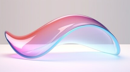 A gradient transparent curved glass rendered in 3d.