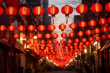Naklejka premium Chinese New Year lantern decorations outdoors