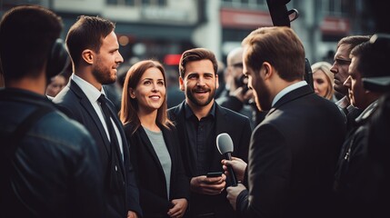 A group of individuals undergoing a news interview
