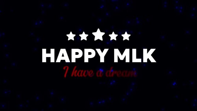 Animation of martin luther king day text video with black background. Celebrating MLK day