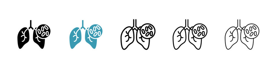 Bacterial Pneumonia Vector Icon Set. Infection and Lung Disease Vector Symbol for UI Design.