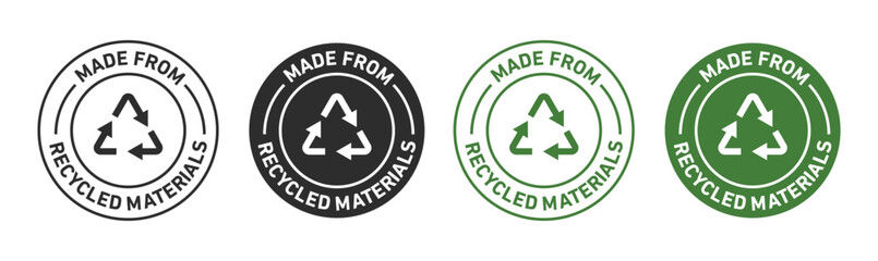 Recycling Materials Vector Icon Set. Eco-Friendly Substance Stamp Vector Symbol for UI Design.