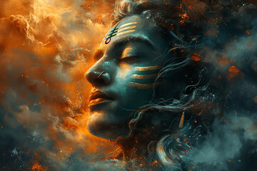 Modern digital art of the Hindu Lord Shiva