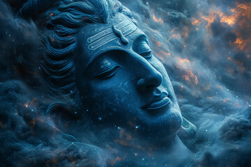 Modern digital art of the Hindu Lord Shiva - obrazy, fototapety, plakaty