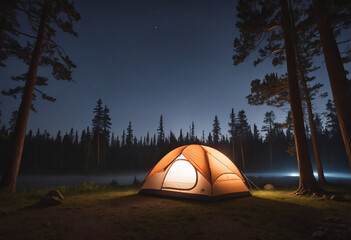Foggy Night Forest Tent