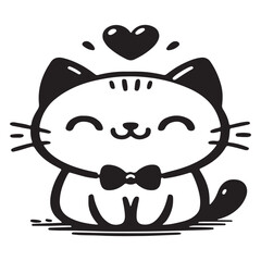cat with heart vector design