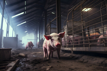 Pig farm, modern meat indusrty pig farm, pig meat, modern pigs in modern farm