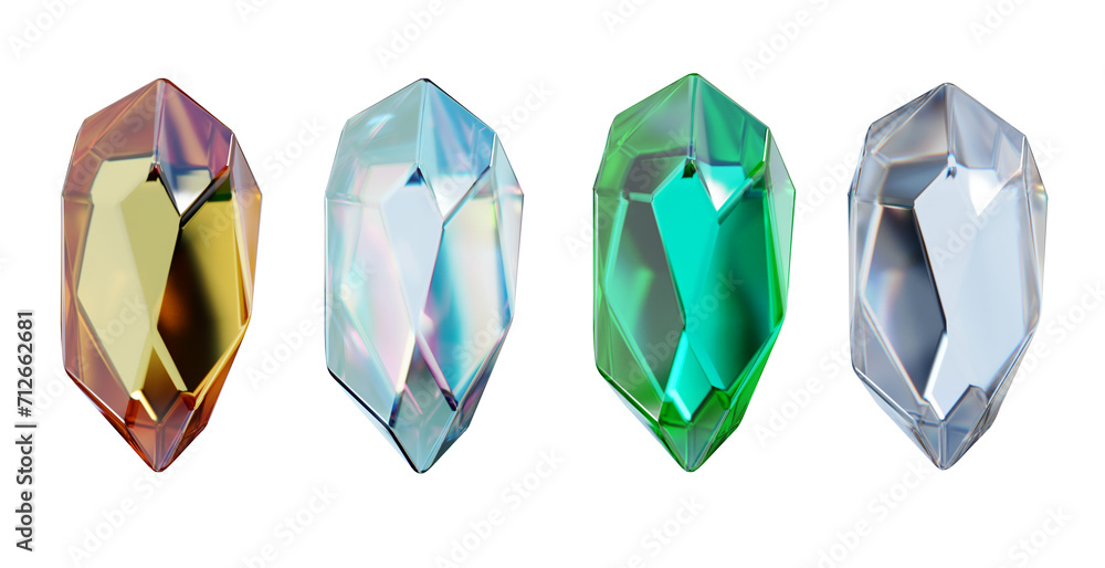 Poster crystal geometry shape set isolated background 3d rendering