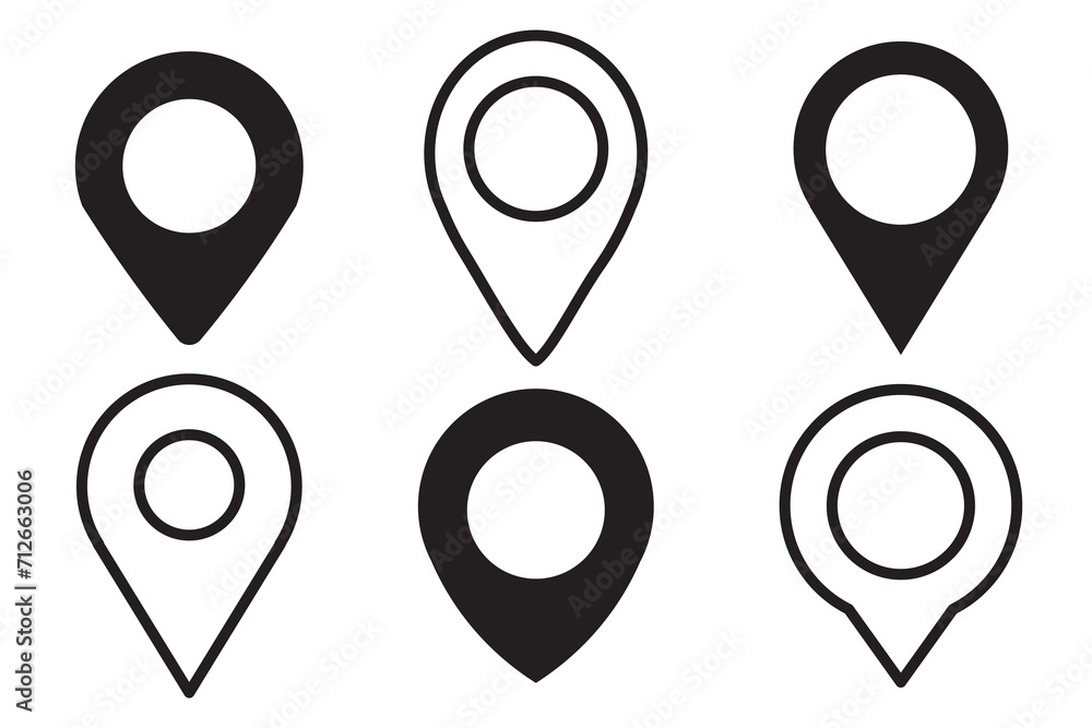 Poster location map pin icon. map pin place marker. map marker pointer icon set. gps location symbol collec