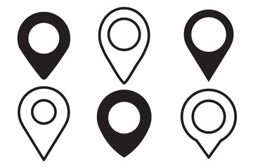 Location map pin icon. Map pin place marker. Map marker pointer icon set. GPS location symbol collection. Flat style 