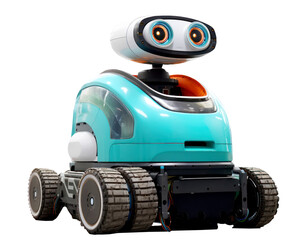 Robotic Cleaning Solution for Large Office and Laboratory Spaces. Personnel and time-saving concept. Transparent background, PNG