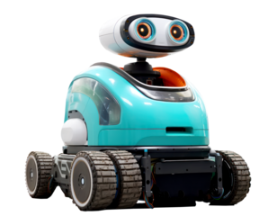 Robotic Cleaning Solution for Large Office and Laboratory Spaces. Personnel and time-saving concept. Transparent background, PNG