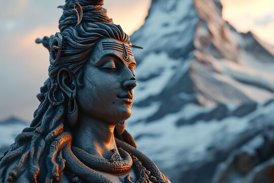 Supreme God Shiva meditation on the mountain