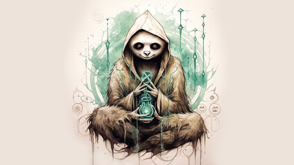 loki God of mischief Himself as a Sloth is feeling mischievous - obrazy, fototapety, plakaty
