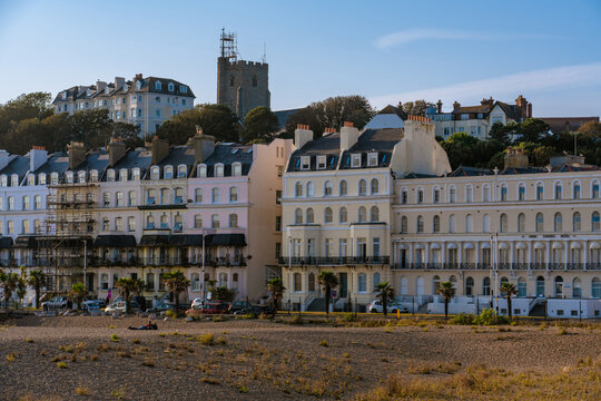 Traditional seaside buildings and houses in Folkestone