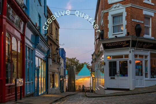 Evening view of the Creative Quarter in Folkestone
