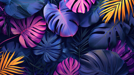 Tropical leaves pattern background 