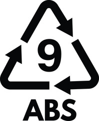 Plastic recycle symbol ABS 9 isolated on white background . Plastic recycling code ABS 09. Vector