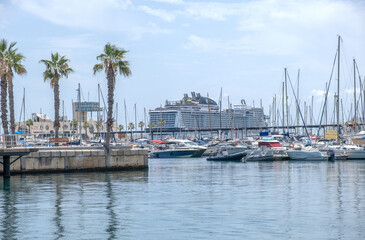 View of yachts and port in Alicante Spain