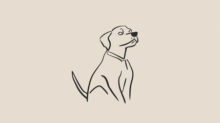 black and white illustration of a sitting dog isolated on a white background.