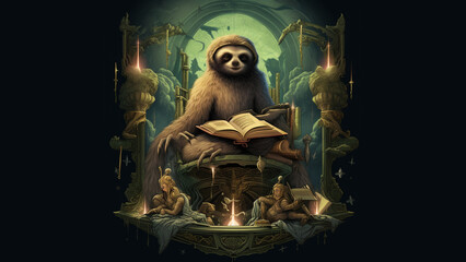 loki God of mischief Himself as a Sloth is feeling mischievous - obrazy, fototapety, plakaty