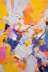 Abstract Painting Showing Yellow and Orange Colors with Some White Pieces Painting.