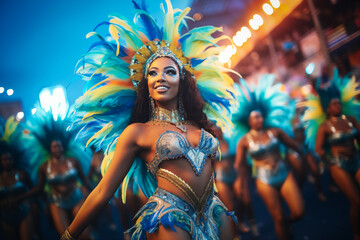 Rio Carnival Dancer in Vibrant Costume - obrazy, fototapety, plakaty