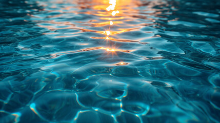 Water Texture | Blue | Background Image | minimalist |  colorful clear water | sunrays | sun | bright  - obrazy, fototapety, plakaty