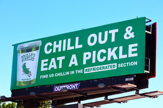 Los Angeles, California &ndash; October 5, 2023: GRILLO'S PICKLES Billboard Campaign