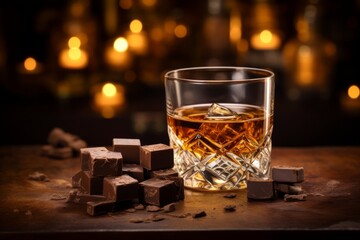 Glass of Whiskey with Chocolate