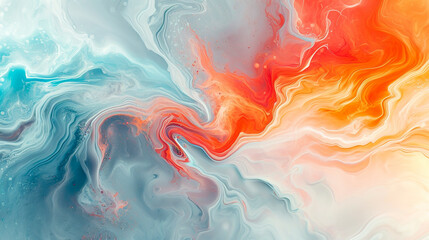 Obraz premium Fluid Art Elegance in Warm and Cool Tones created with Generative AI technology