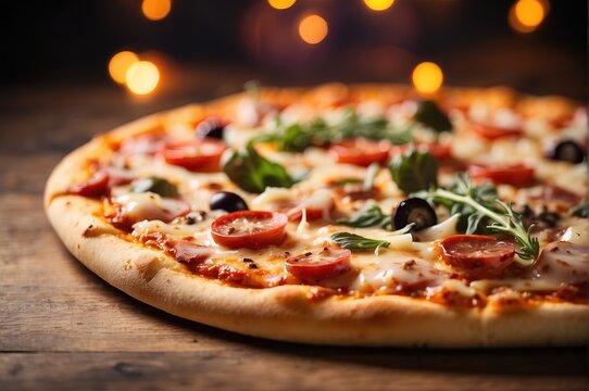 Food photography pizza with blurred background