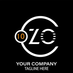 ZO Letter Logo Design.  ZO Company Name. ZO Letter Logo Circular Concept. Black Background.