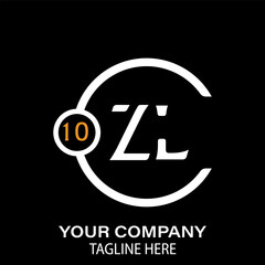 ZL Letter Logo Design.  ZL Company Name. ZL Letter Logo Circular Concept. Black Background.