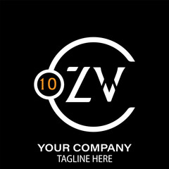 ZV Letter Logo Design.  ZV Company Name. ZV Letter Logo Circular Concept. Black Background.