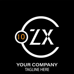 ZX Letter Logo Design.  ZX Company Name. ZX Letter Logo Circular Concept. Black Background.