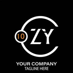 ZY Letter Logo Design.  ZY Company Name. ZY Letter Logo Circular Concept. Black Background.