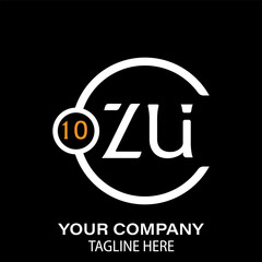 ZU Letter Logo Design.  ZU Company Name. ZU Letter Logo Circular Concept. Black Background.