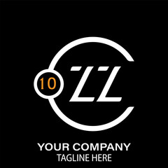 ZZ Letter Logo Design.  ZZ Company Name. ZZ Letter Logo Circular Concept. Black Background.
