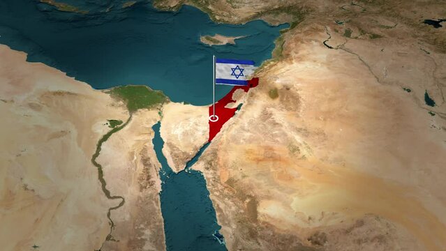 Dynamic Israel: Flag Soaring Above the Map.Israel Map with Flying Flag.