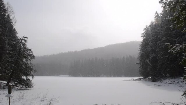 Frozen lake landscape snow day stuning majestic cinematic look