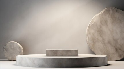 pedestal or podium for displaying and advertising a granite product on a gray background