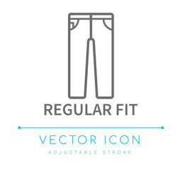 Regular Fit Denim Jeans Pants Line Icon