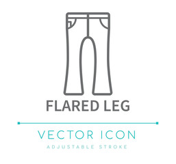 Flared Leg Denim Pants Style Fashion Line Icon