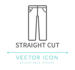 Straight Cut Denim Pants Line Icon